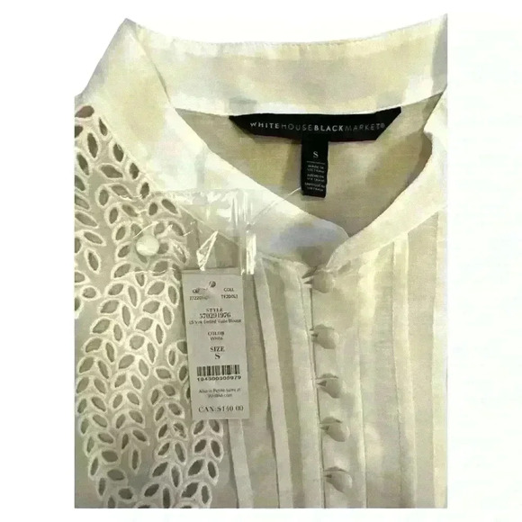 White House Black Market Embroidered Silk Blend Blouse Size Small NWT - Picture 10 of 11